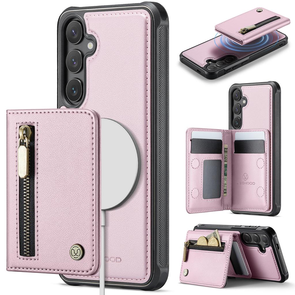 2-in-1 Abnehmbares Magnetischer Reißverschluss Leder Kartenfach Geldbörse Lederhülle Für Samsung S25 Ultra S24 Plus S23 S22 A16 A26 Hülle