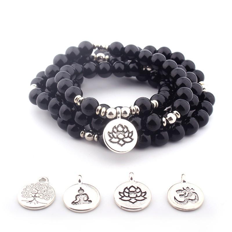 8mm Lotus 108 Prayer Beads Tree of Life Pendant Multi-Circle Sweater Bracelet 8mm-98cm