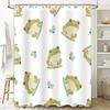 Adorable Frogs Dragonflies Shower Curtain Kids Bathroom Decor Set for Home Decoration with Hooks (Green)