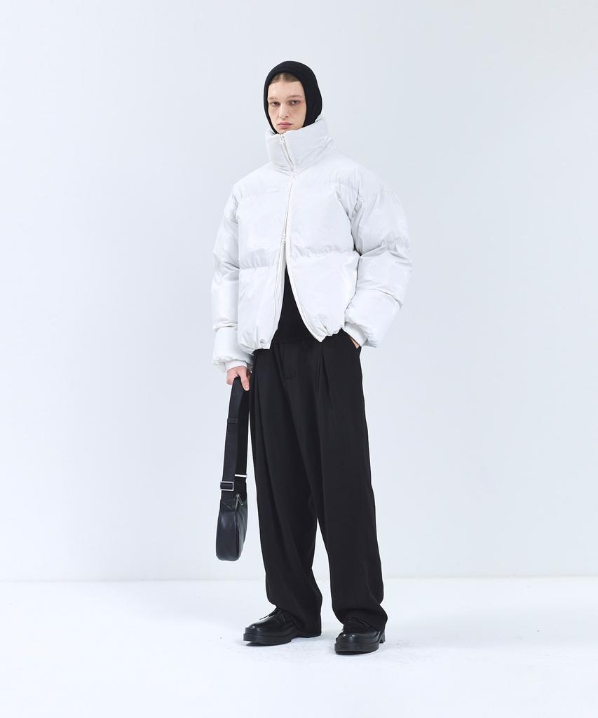 Ironyporno Whiteline 86-Iro339 Essential Glossy High-Neck Short Padded Jacket White