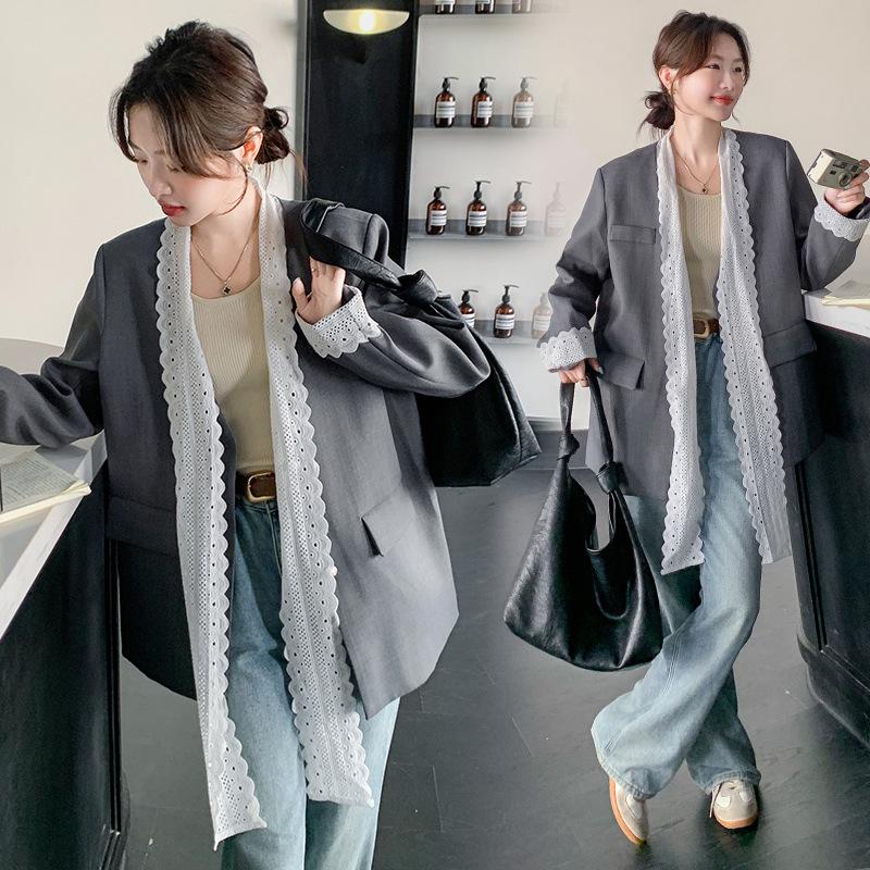 

Осенний лоскутный кружевной костюм с бантом и длинными рукавами для женщин - HG99118 S (45-55 kg)