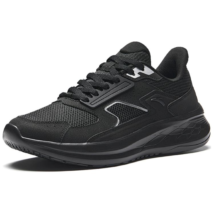 Anta Running Collection Cushioning Slip Resistant Low top Running Shoes Men's Basic Black 912435512-2