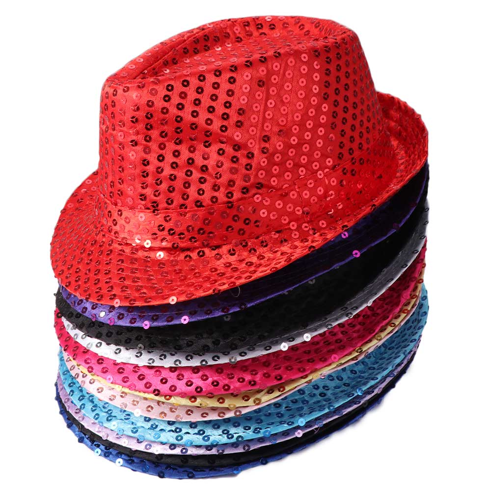 Brilliant Sequins Fedora Hat Shiny Glitter Jazz Hat Cowboy Caps Dance Jazz Cap Wedding