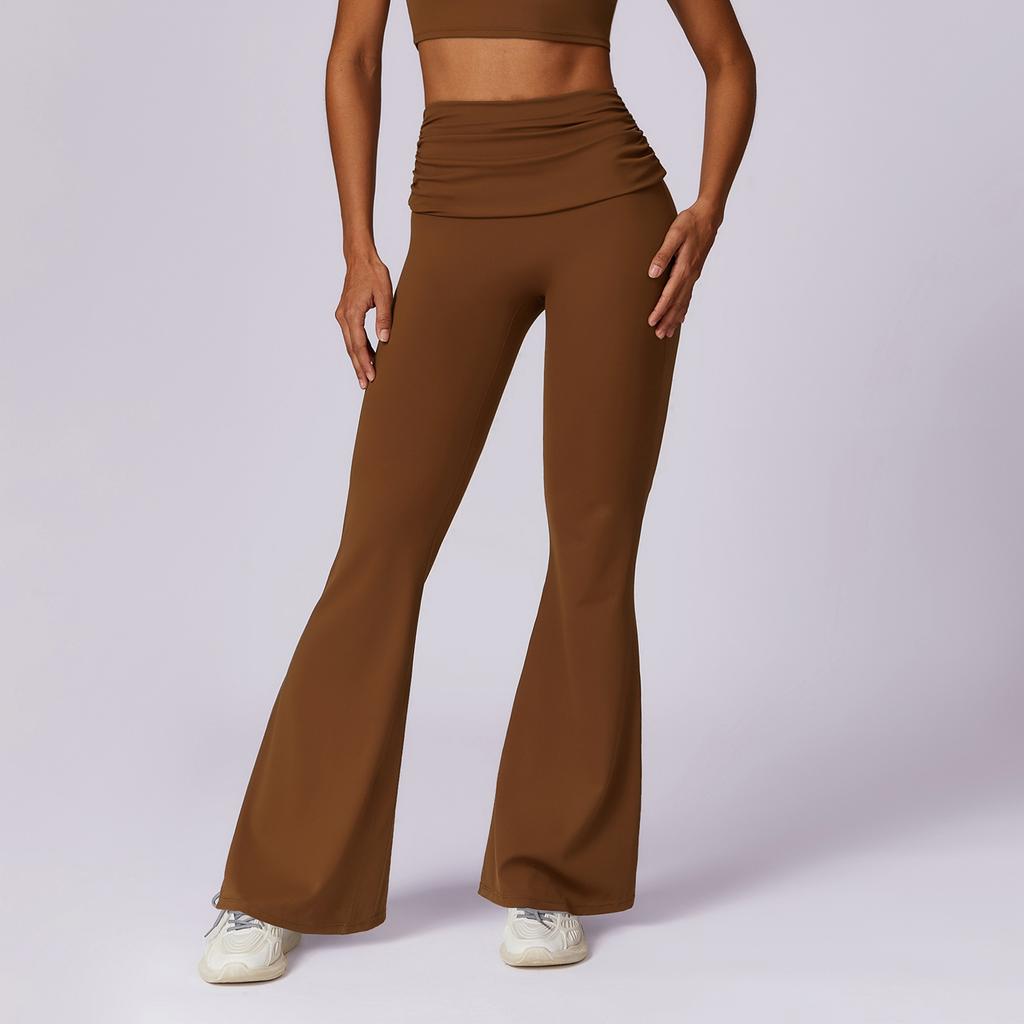 Quick Drying Hip Lifting Yoga Pants, Nude, Casual, Wide Leg, Sports, High Waist, Tight Fit, Flared Pants For Women