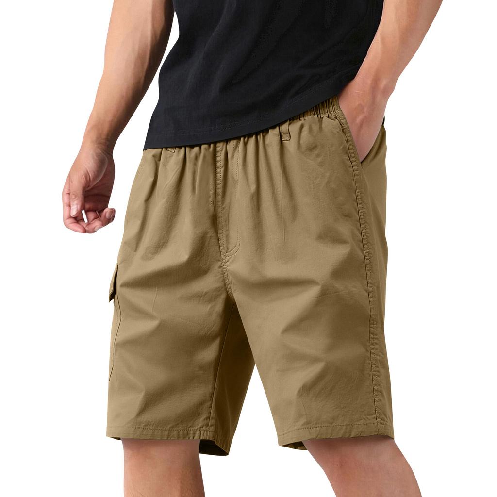 Men's Lightweight Summer Cargo Shorts Multi Pocket Casual Work Shorts Elastic Waist Outdoor Functional Short Pants for Men