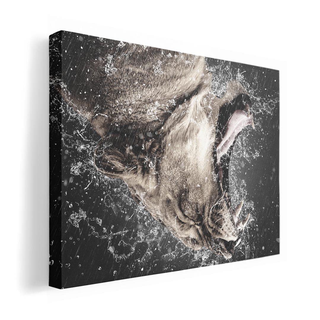 

Art Panel Painting Decoration igsticker 420mm x 297mm A3 Photo Wall Hanging Wooden Frame Interior Stylish 025693 Animal Lion Water