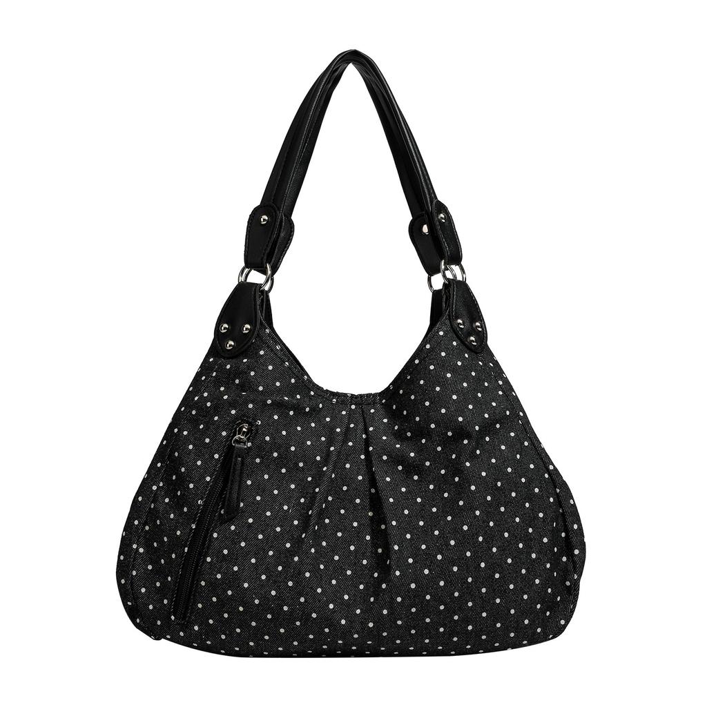 Retro Literature And Art Polka Dot College Style Tote Bag Women'S Fashion Versatile Large-Capacity Shoulder Bag