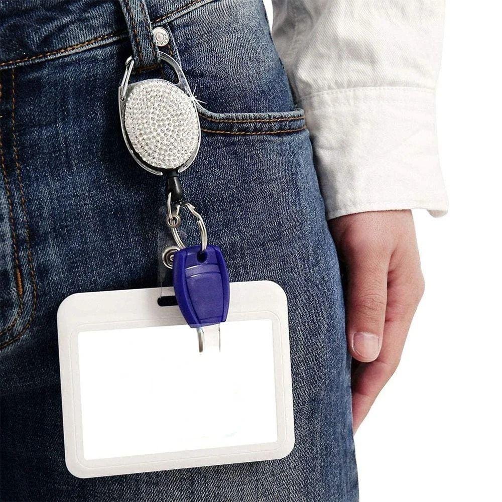 Color Crystal Rhinestones Badge Reel Name Tag ID Card Holders  Bag Keychain