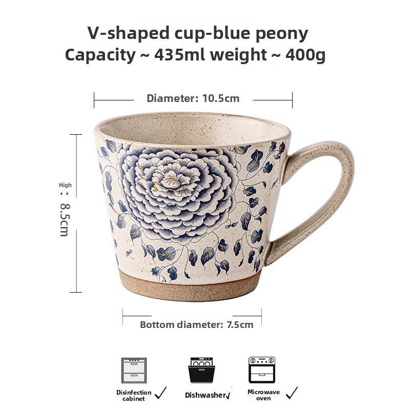 Bohemian Vintage Stoneware Coffee Mug High Aesthetic for Breakfast Office Water Home Use Artistic Ceramic Cup Gift