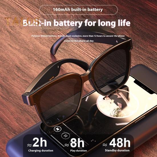 Bluetooth-compatible Smart Sunglasses with Open Ear Audio Voice Control Hands-Free Rechargeable UV-proof Music Glasses Eyewear