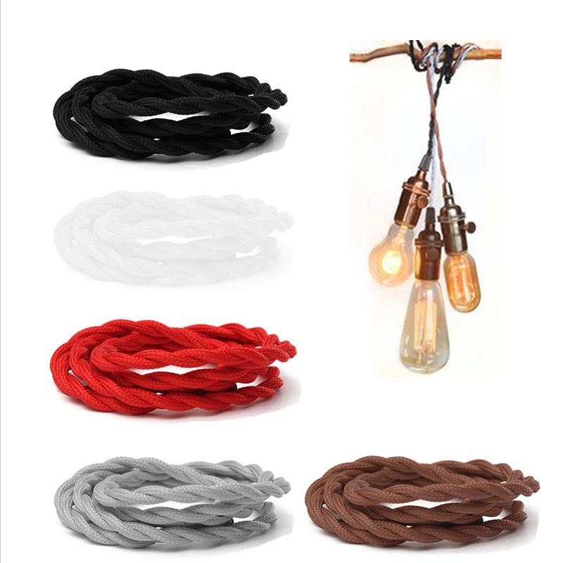 0,75 mm * 2-adriges elektrisches Kupferkabel, Vintage-Gewebekabel, gedrehtes Textilkabel, 2-adriges Textilkabel, Pendelleuchtenkabel, Edison-Beleuchtung