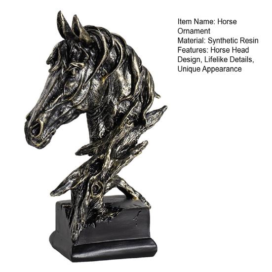 Horse Head Ornament Unique Appearance Decorative Sculpture Animal Figurine Table Equestrian Decoration