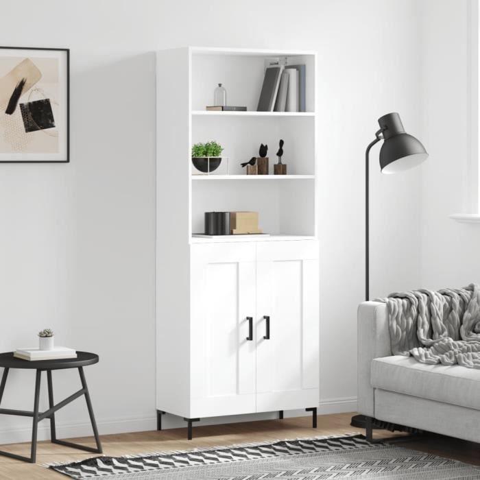 VidaXL Buffet haut Blanc 69,5x34x180 cm Bois d'ingénierie 3189957