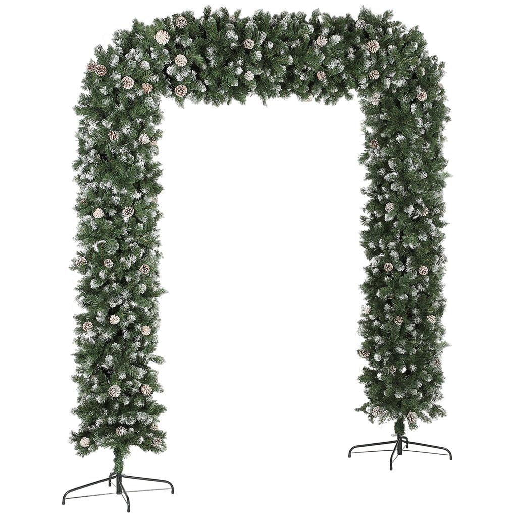 8.2 Ft Snow Frosted Christmas Tree Arch, Christmas Arch Doorway Decor with 2100 Tips and 96 Pinecones