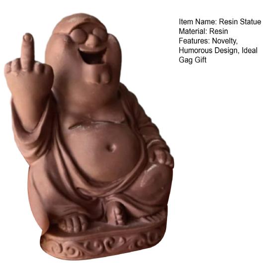 Statua del Buddha con Dito Medio Sorriso Divertente Peter Statuetta di Buddha in Resina Ornamento da Tavolo Buddha Regalo Scherzoso per Amici Famiglia
