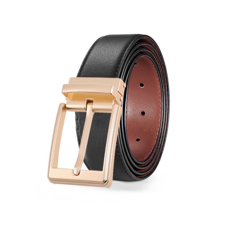 eather in uckle Belt en's ift Box owhide Men's Business Casual Jeans ouble-sided imple Belt