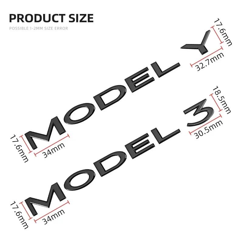 3D Chrome ABS Letters Emblem for Tesla Model Y 3 Car Styling Trunk Badge Sticker Accessories