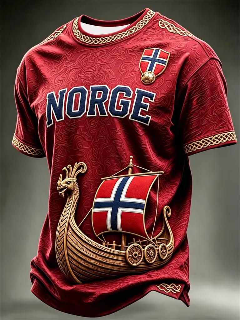 Norway National Football Jersey Men Women Short Sleeve Nordic Viking Style Casual Soccer Tee For Match Daily Street Wear