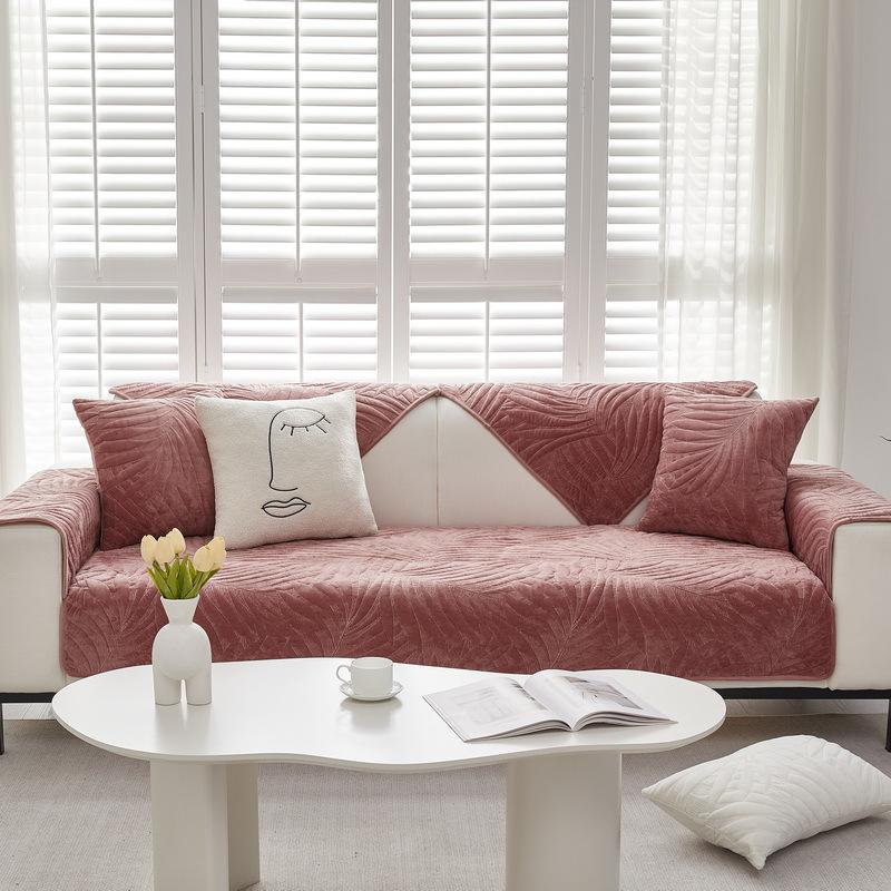 Sofa Cushion Winter Plush Non-Slip Simple Modern Light Luxury Leather Seat Cushion Four Seasons Thickened Velvet Sofa Cover