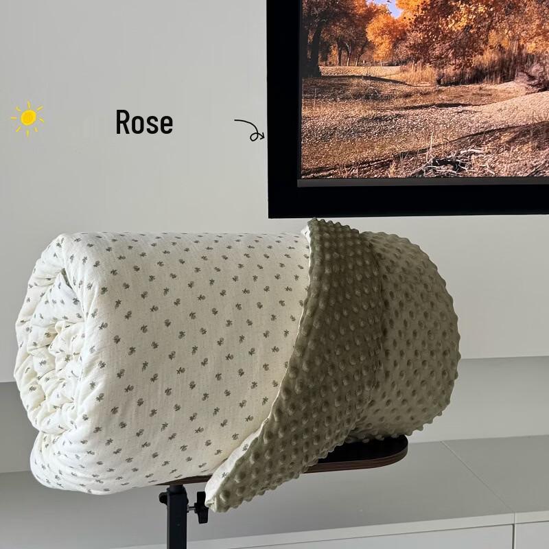 Mling Rose Print Double Layer Quilt