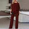 "Women's Solid Color Bat Sleeve Trousers and Irregular Casual Suit"