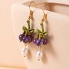 New Summer Small Fresh Mori Literary Purple Grape Pearl Fringed Literary Fairy Long Earrings