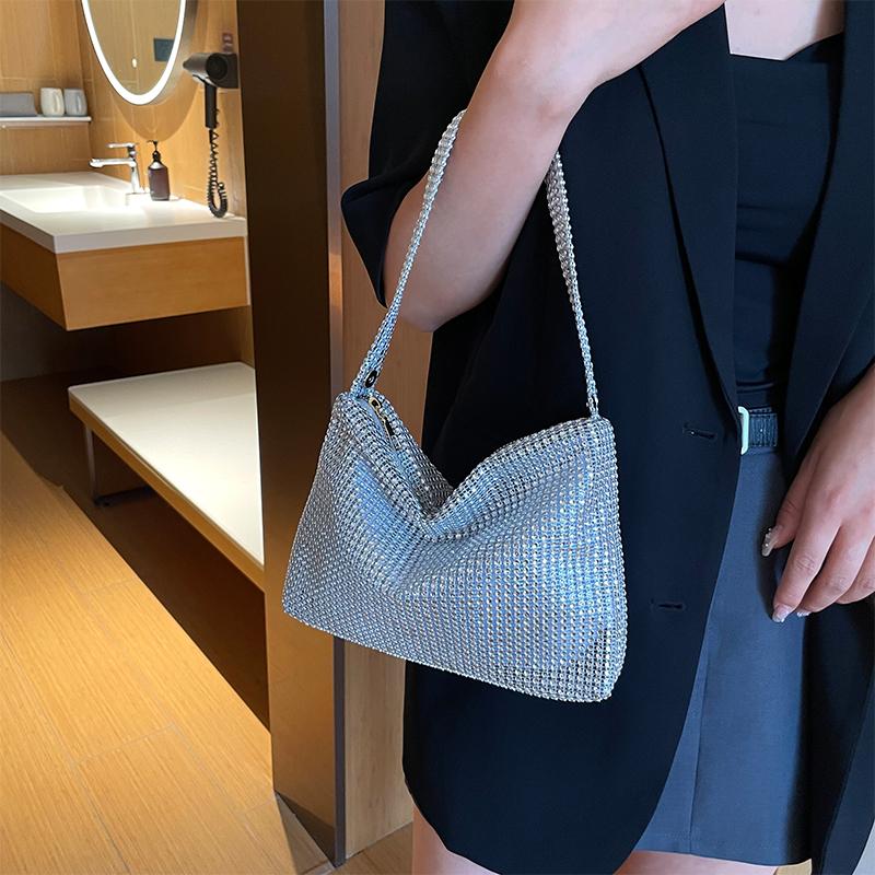 Elegant Glitter Evening Clutch Purse Women Party Dinner Shoulder Bag Luxury Rhinestone Handbag Stylish Shiny Underarm Pouch