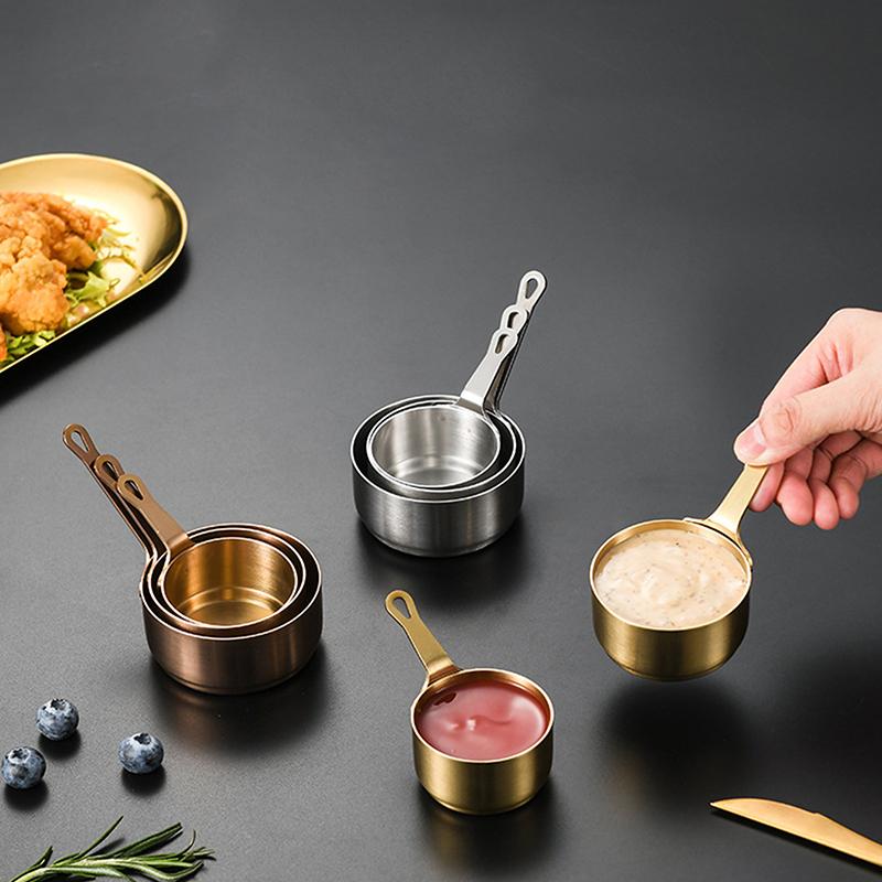 Measuring Cup Stainless Steel Sauce Cup Non-Rust 50/80/100Ml Seasoning Bowl With Handle Mini Sauce Pan Gravy