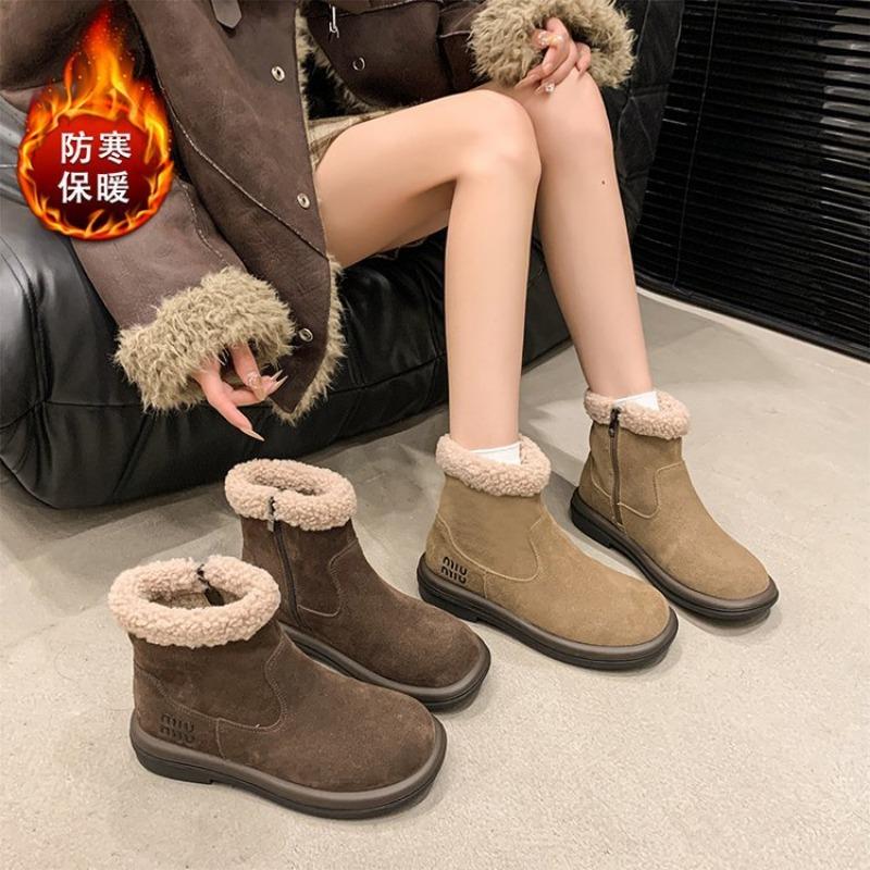 Large size snow boots women's autumn and winter new velvet thickened warm outer wear cotton shoes cotton boots