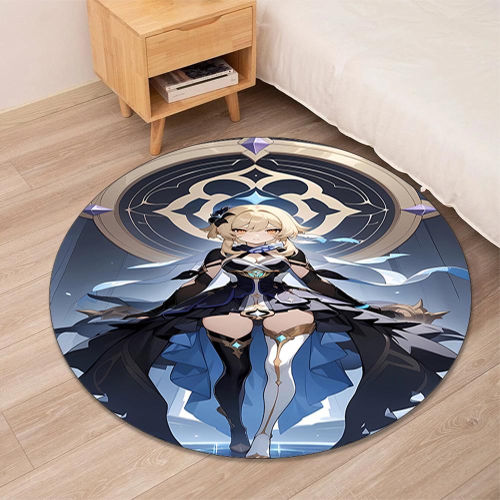 Genshin Impact Printed Round Rug Carpet Chair Rug Area Rug Entryway Doormats,for Office Chair Living Room Bedroom Kitchen Room.