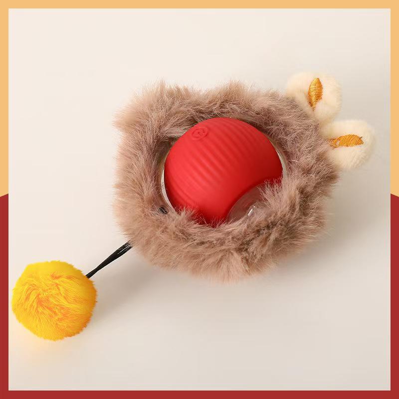 Cat Interactive Ball Toy Automatic Rolling Ball Faux Tail Rechargeable Smart Pet Electric Toy Dog Cat Training Imitate Mouse