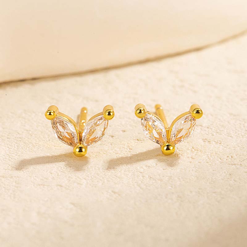 

Fashion Gold Color Leaf Stud Earrings For Women Luxury Crystal Zircon Small Cartilage Piercing Earrings Zircon 2026 New