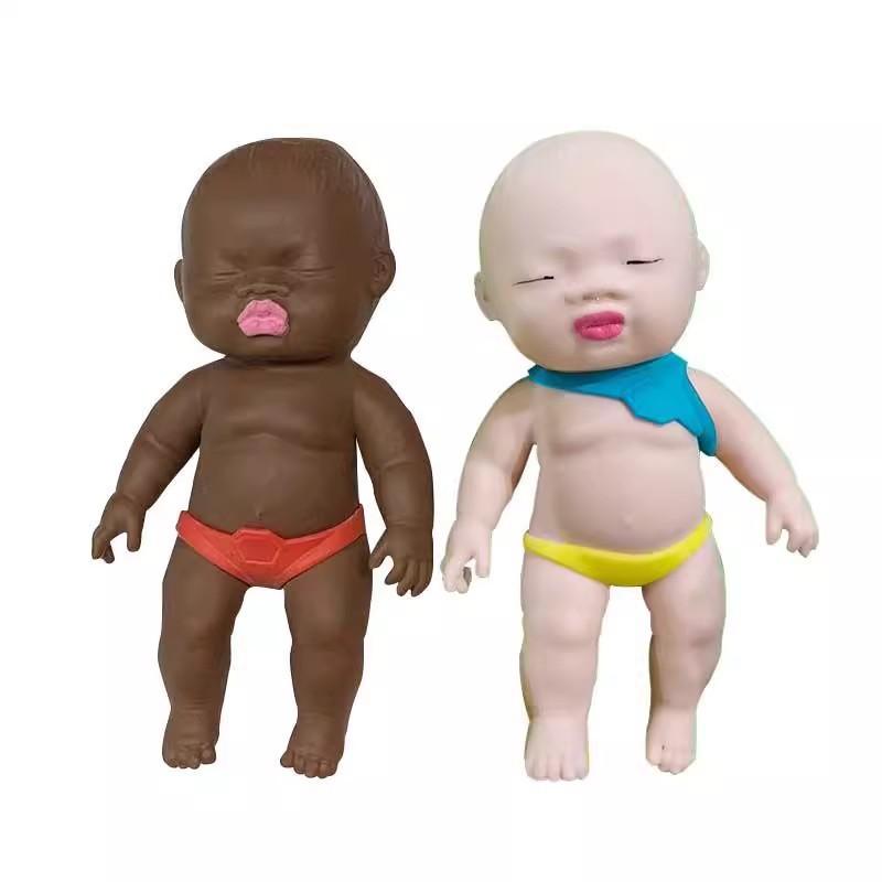 Natasha Little Black Doll Stress Relieving Toy DIY Style Palm Rubber Black White Slow Rebound Release Stress Relieving Gift
