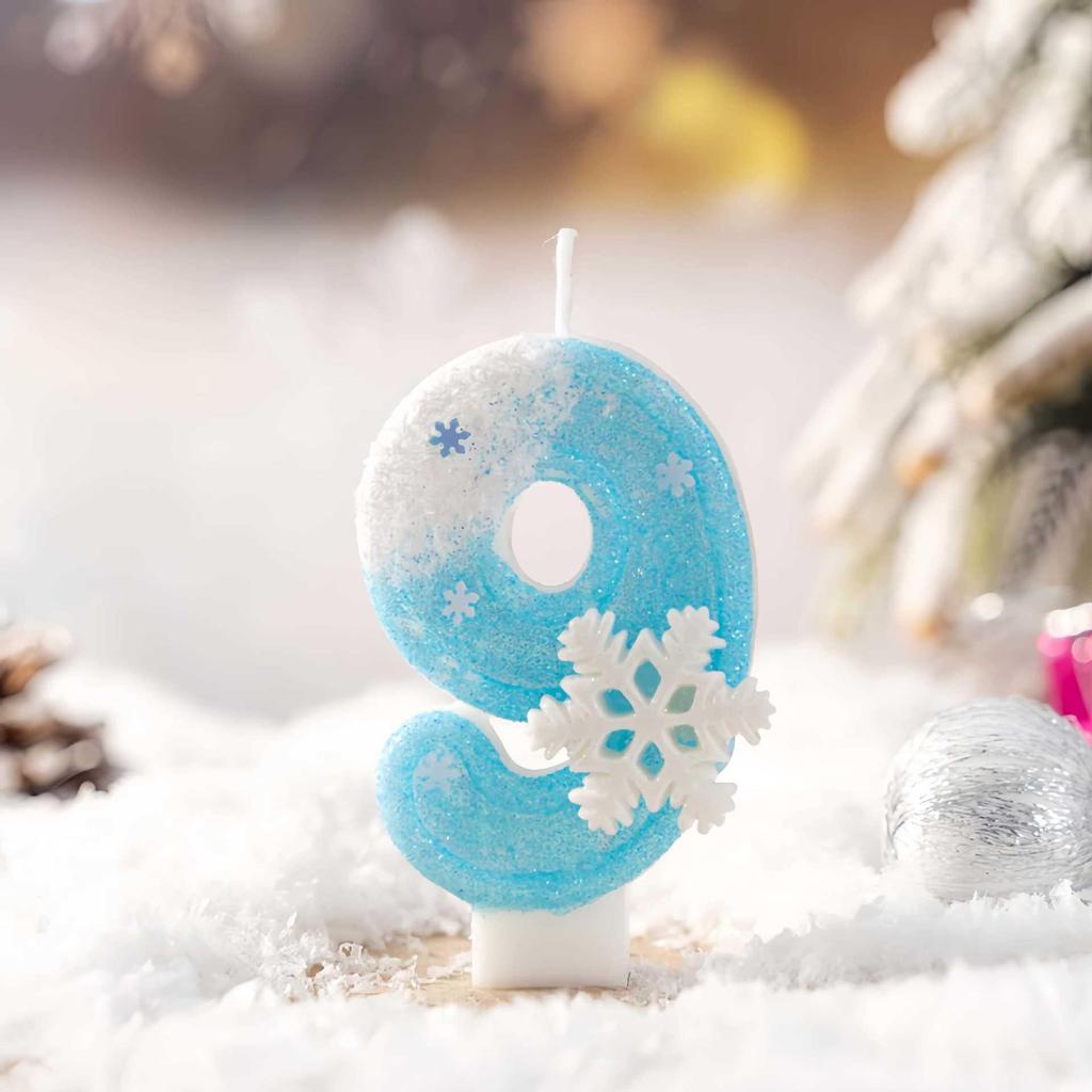 Snowflake Number Birthday Candles for Cake Party Decoration - Handmade for First Birthday