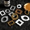 12 Stück Retro Goldene Miniatur-Fotorahmen Barock Harz Mini-Fotorahmen Zubehör Mini-Haus Europäischer Vintage Rahmen Dekoration
