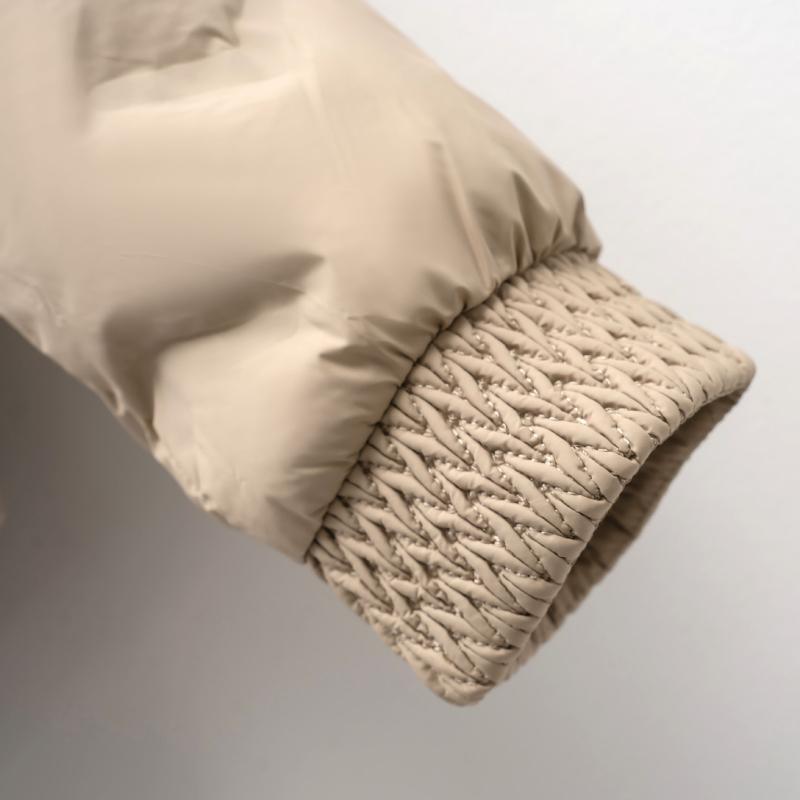 Women's Short Down Jacket - Lightweight White Duck Down Embossed Coat for Fall