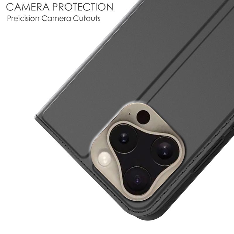 Etui na iPhone 16 Pro Max ze skóry PU z uchwytem na karty, klapka, mocne zamknięcie magnetyczne