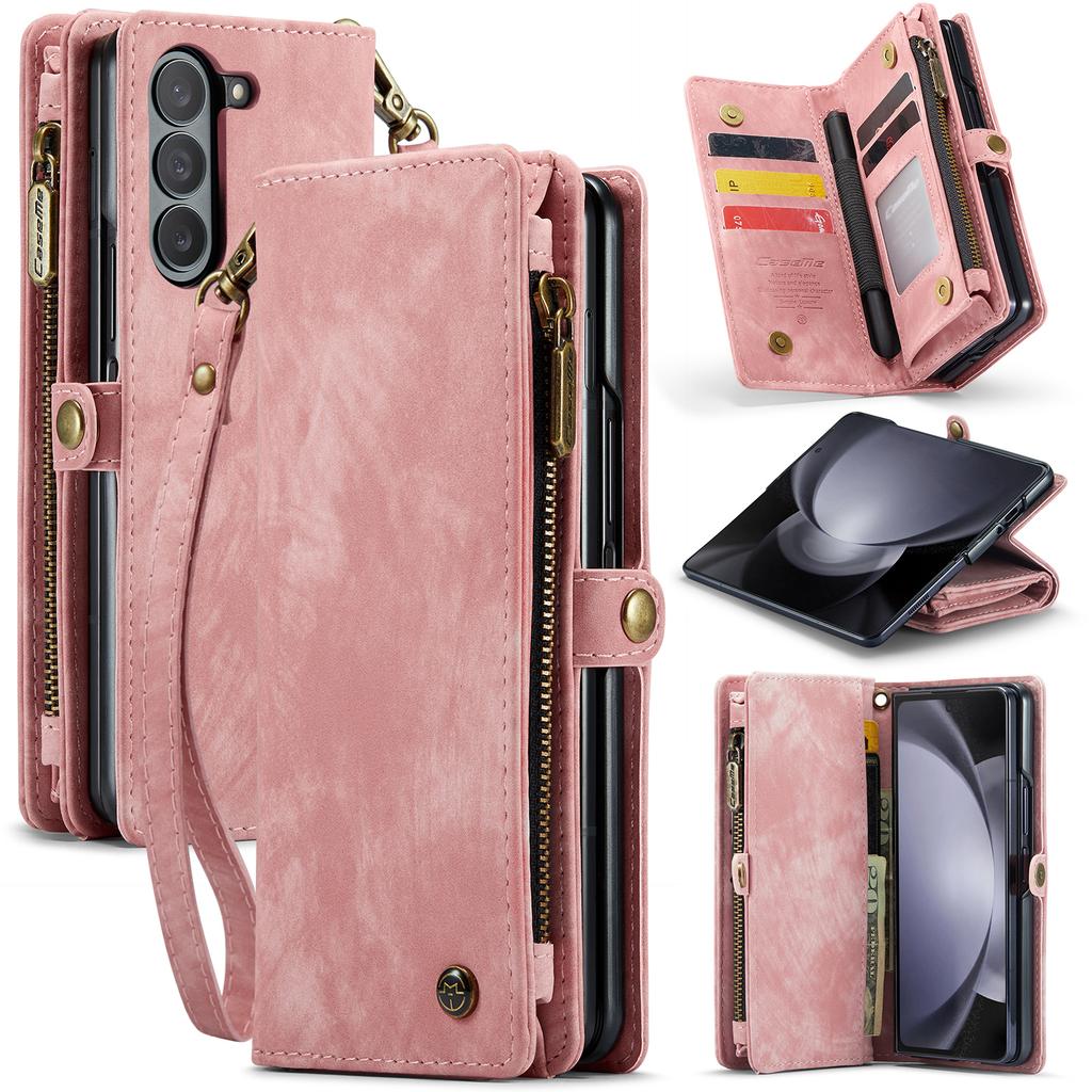 For Samsung Galaxy Z Fold6 5G Phone Cases CASEME 008 Leather Cover with Detachable Wallet and Strap