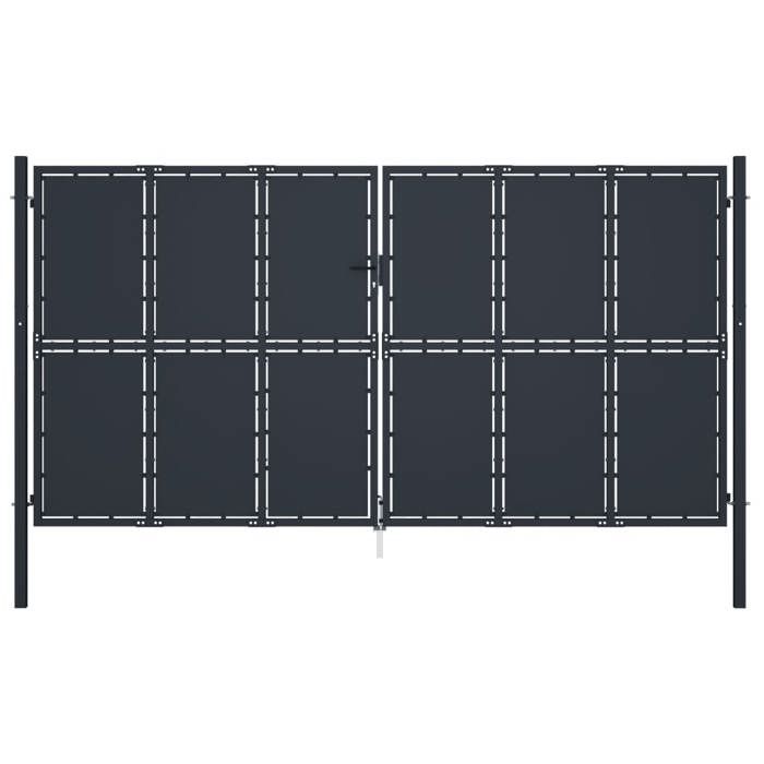 Portail de jardin - VIDAXL - Acier - 400 x 175 cm - Anthracite - Battant