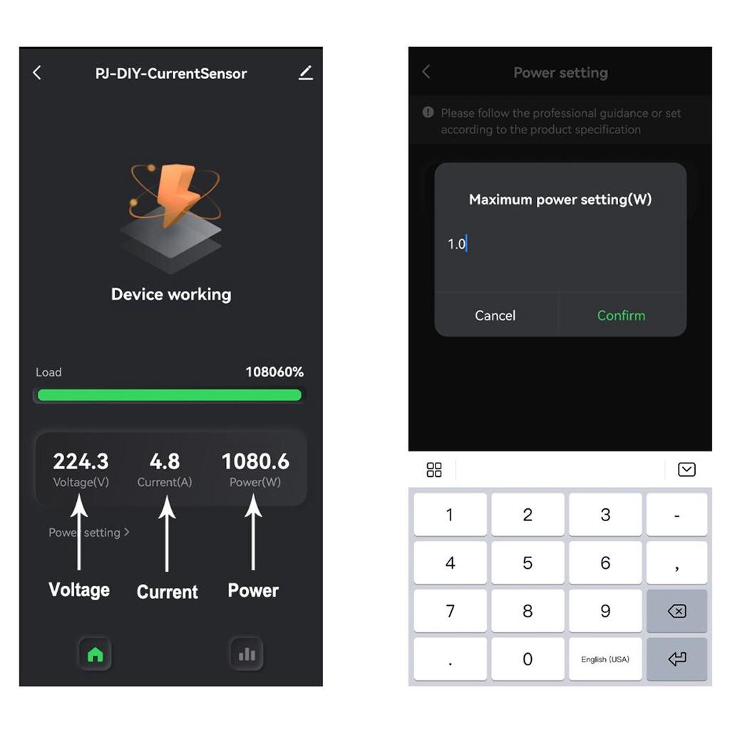 WiFi Energie Monitor Einphasen Smart Stromzähler mit Klemme Stromverbrauch Monitor 100‑240VAC