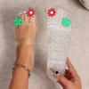 Fashion Plastic Flower Decoration Jelly Shoes Women 2025 Summer Low Wedge Heels Sandals Soft Cloud Non Slip Outdoor Sandals Rain Boots
