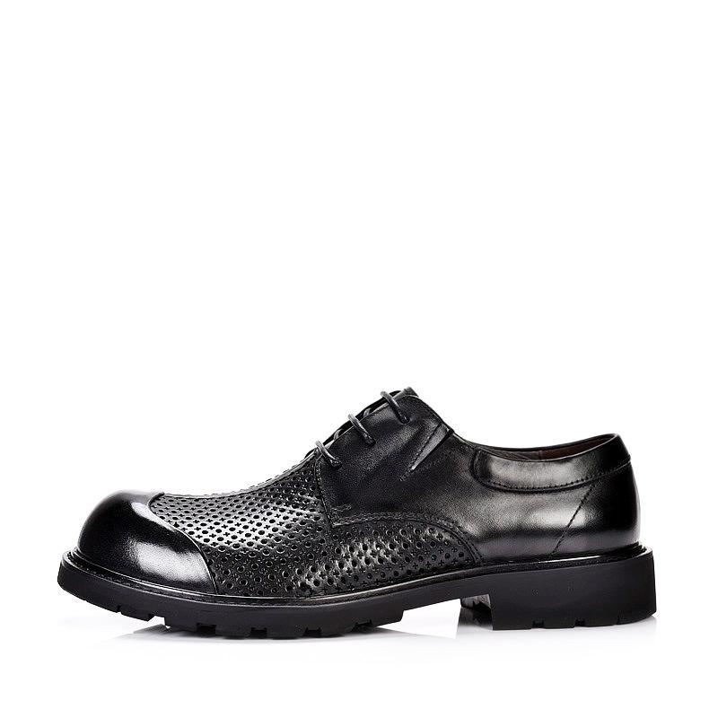 Big Head Shoes Men's Trendy Business Leather Sandals - Breathable, Hollow, Thick Sole, Versatile, Perforated Round Toe