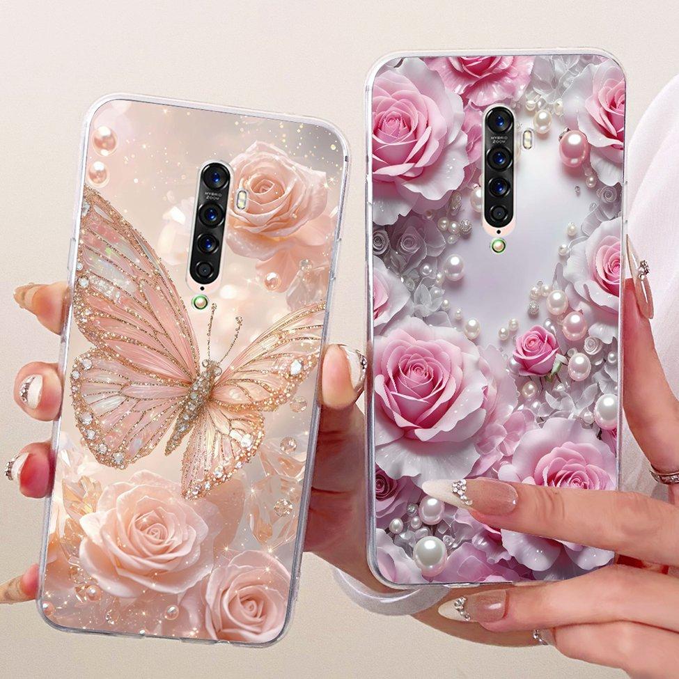 Clear Casing For Oppo Reno2 CPH2577 Phone Case For Oppo Reno 2 Cover Fashion Butterfly Funny Cute Painted