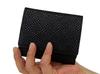 [Inden-ya] Inden Bifold Wallet with Bill Compartment E 2215, Black Deerskin with Black Lacquer, Small Checkered Pattern, 10cm x 11cm x 3.5cm,