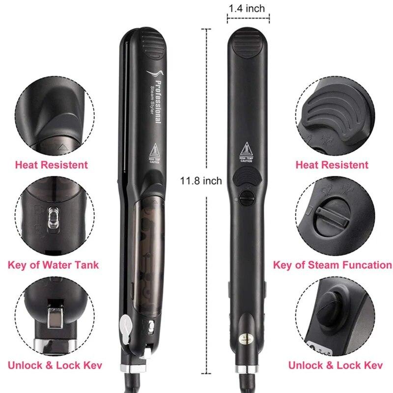 Ceramic Professional Steam Hair Straightener Vapor Hair Flat Iron Seam Hair Straightening Iron Curler