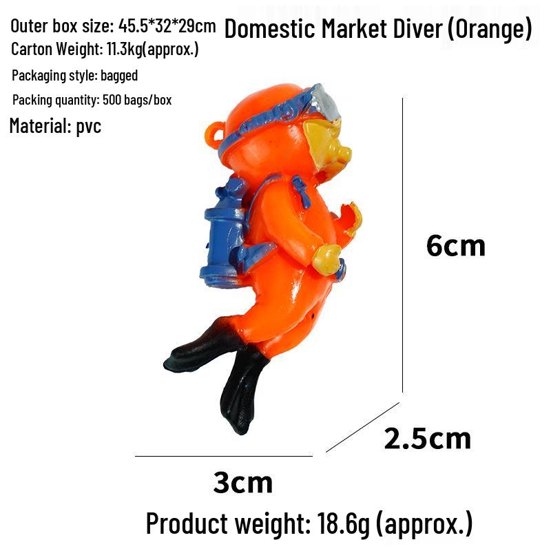 Blue Diver Fish Tank Ornament Set - Floating Aquarium Decoration Gift