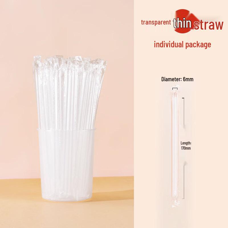 Handun Individually Wrapped Clear Disposable Straws