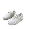 Fashion Versatile Platform White Shoes, New Round Head Lace-up, Comfortable and Lightweight Flat-bottomed Casual Sports Shoes