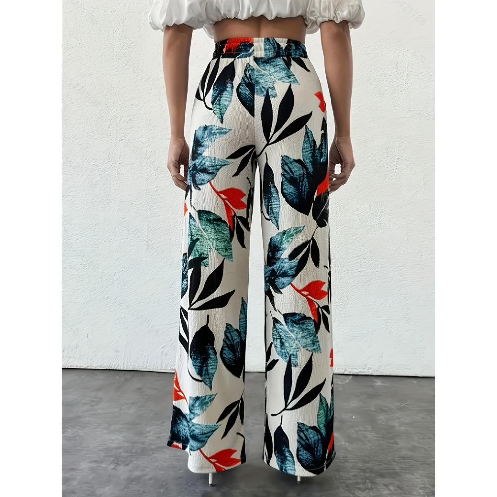 Ladies Bohemian Floral Print Wide Leg Pants