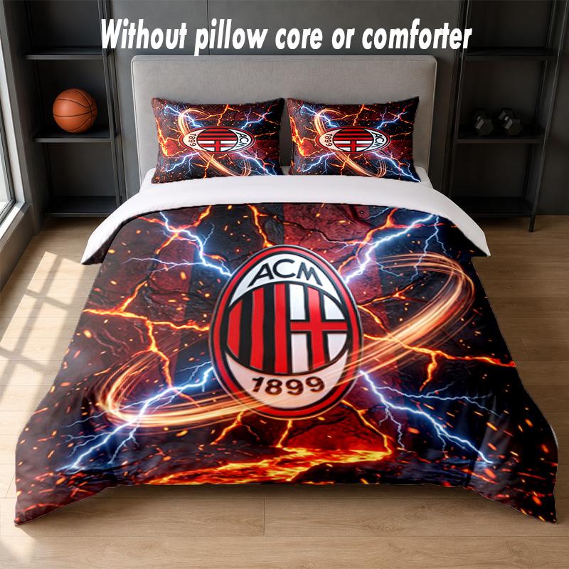 AC Milan Design Bed Bedding Set 1 Duvet Cover + 2 Pillowcases Soft Breathable Household Bed Linens